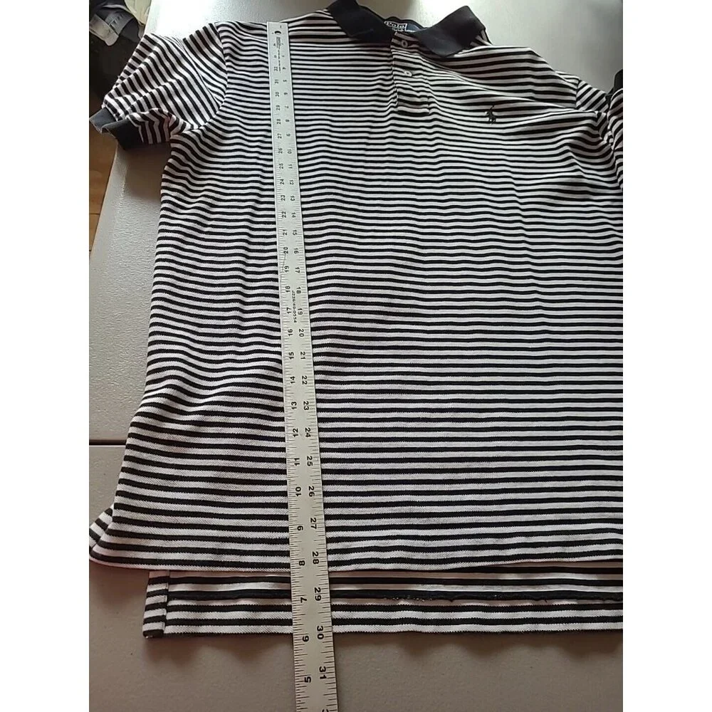 VTG Polo Ralph Lauren Shirt Men's Size‎ XL Black Stripe S/S 90s Y2K Preppy